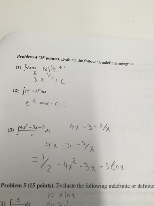Solved Evaluate the following indefinite integrals integral | Chegg.com