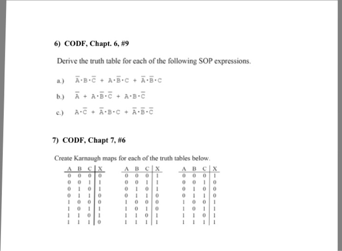 Solved Find truth table with given SOP equation and k maps | Chegg.com