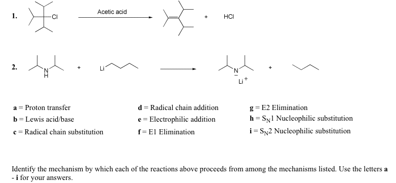 Solved Acetic acid Cl HCI 2. Li a Proton transfer b = Lewis | Chegg.com