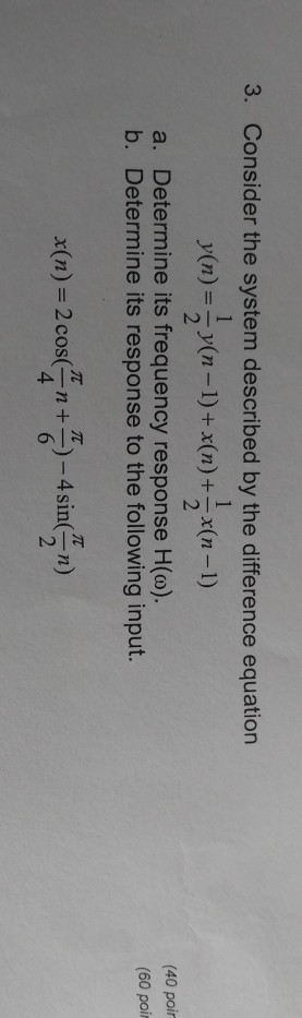 Solved 3. Consider the system described by the difference | Chegg.com