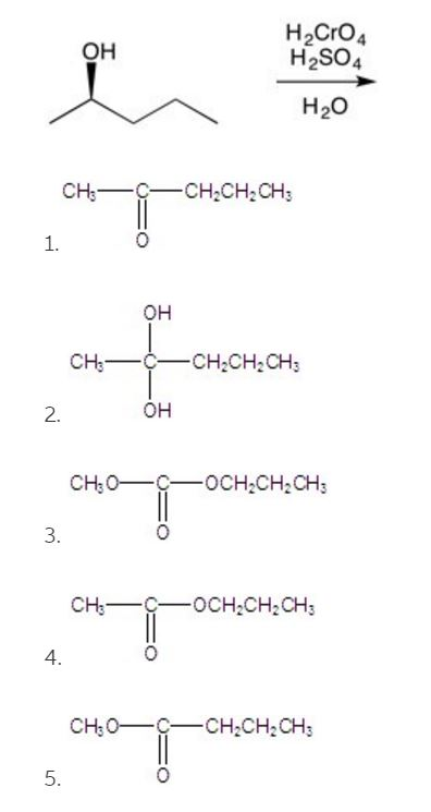 Solved H2Cro4 OH H2SO4 H20 CH3 C- CH,CH, CH OH CH3 C- CH,CH, | Chegg.com