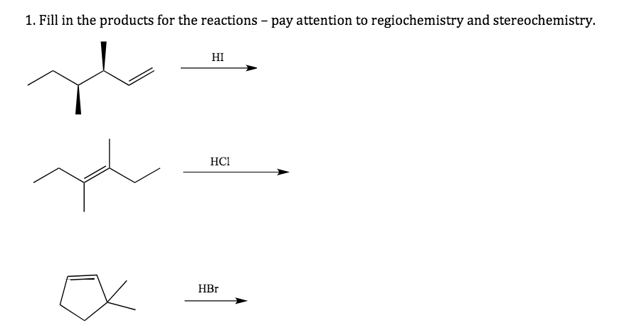 Solved Fill in the products for the reactions – pay | Chegg.com