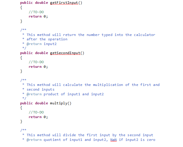Solved making up a calculator by filling up the Calculator | Chegg.com