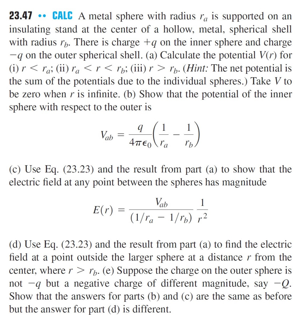 Solved A Metal Sphere With Radius R_a Is Supported On An | Chegg.com