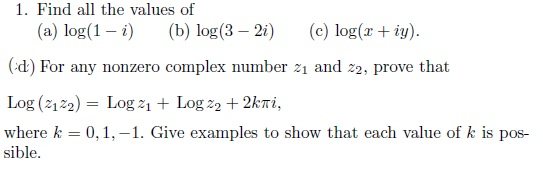principal value of log x iy