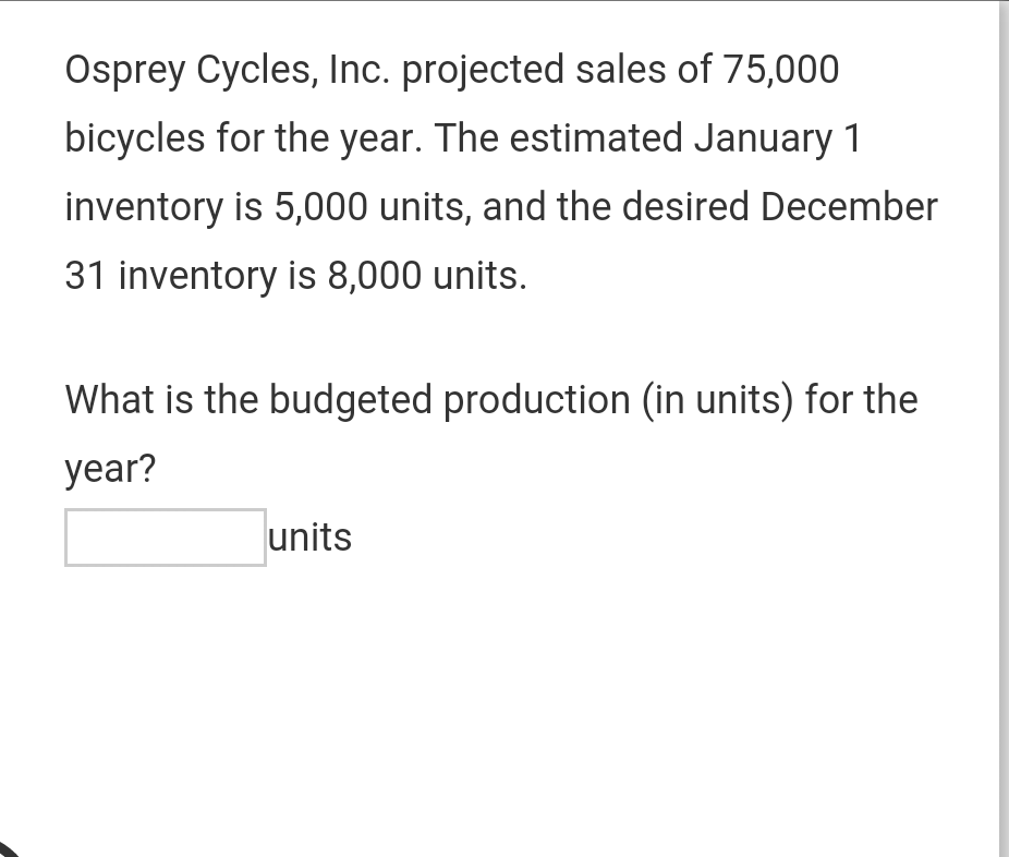 solved-osprey-cycles-inc-projected-sales-of-75-000-chegg