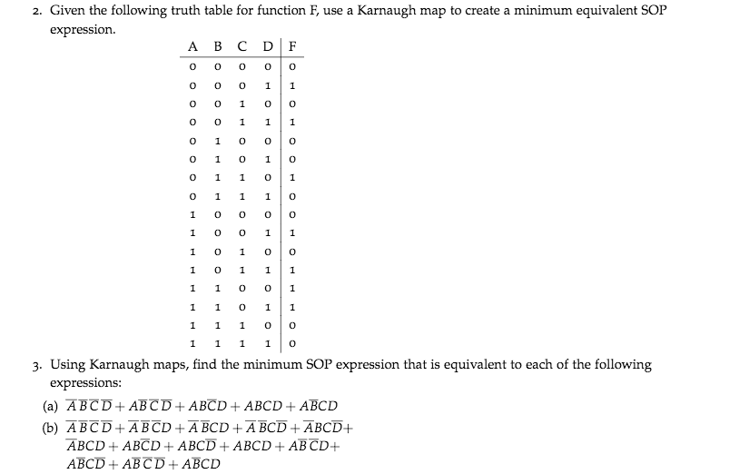 Solved 2. Given the following truth table for function F, | Chegg.com