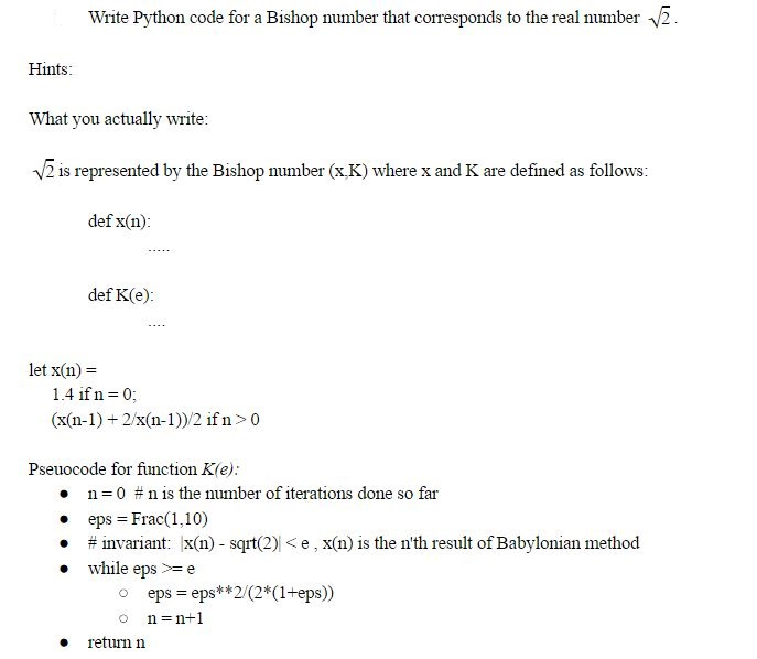 Solved Write Python code for a Bishop number that | Chegg.com