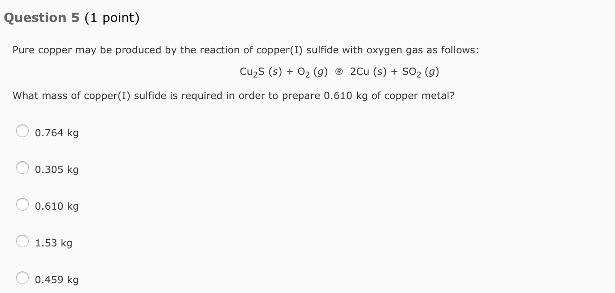Solved Pure copper may be produced by the reaction of