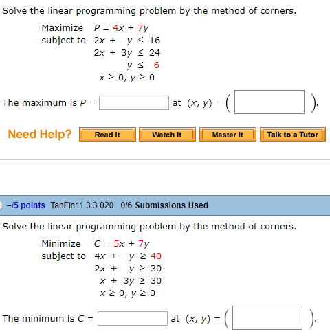Solved Solve the linear programming problem by the method of | Chegg.com