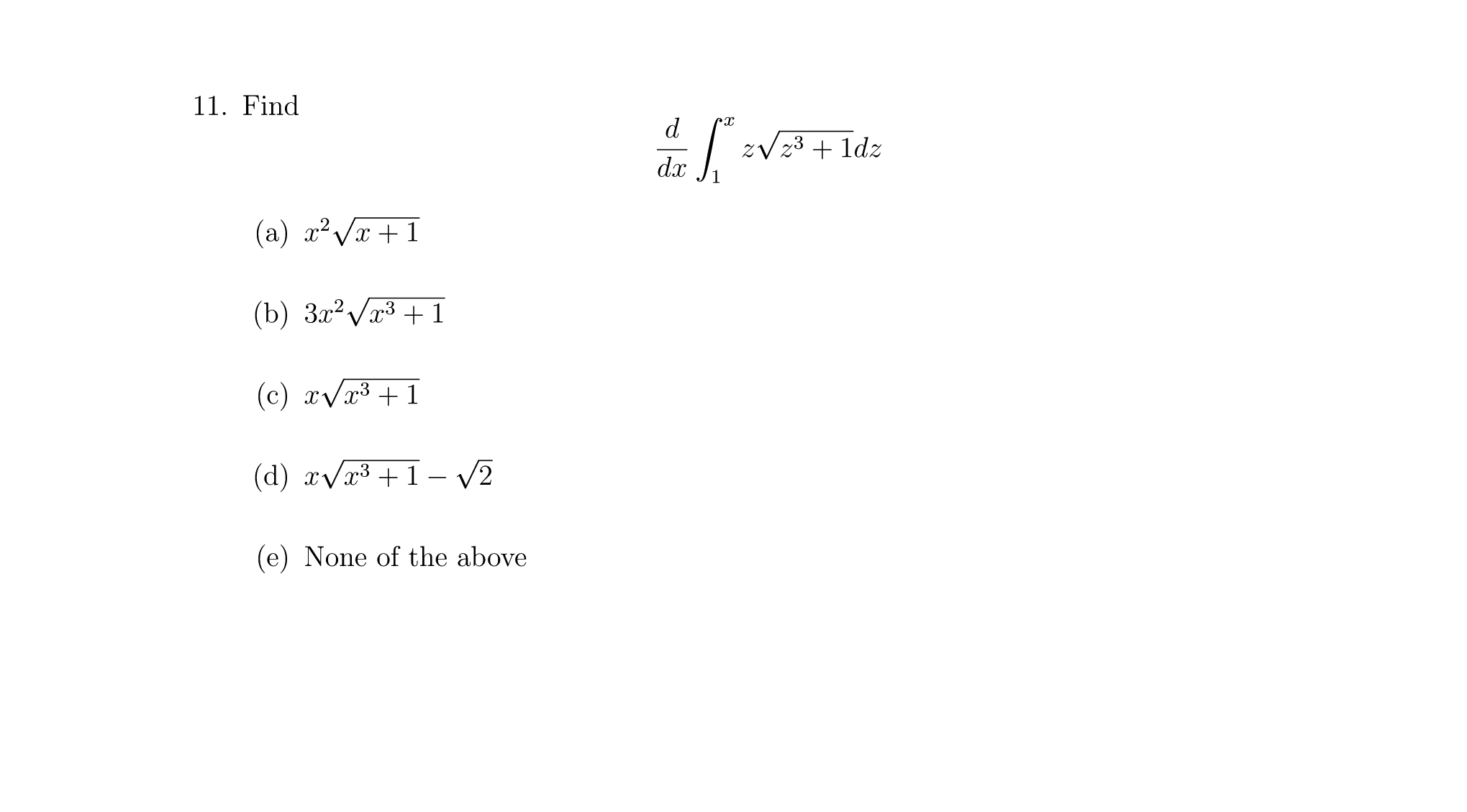 solved-find-d-dx-integral-1-x-z-square-root-z-3-1-dz-chegg