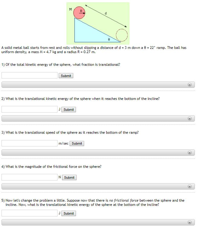 Solved A solid metal ball starts from rest and rolls without