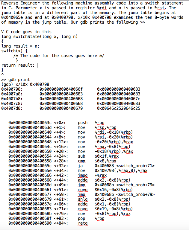 Reverse Engineer the following machine assembly code | Chegg.com