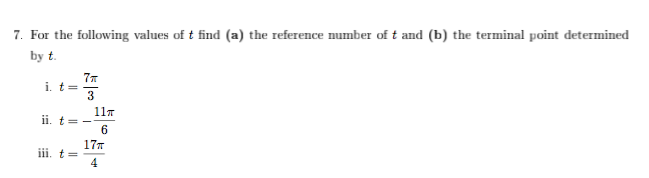 Solved For the following values of t find (a) the reference | Chegg.com