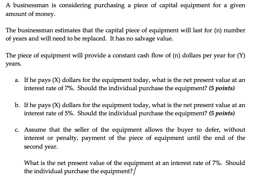 Solved A Businessman Is Considering Purchasing A Piece Of 