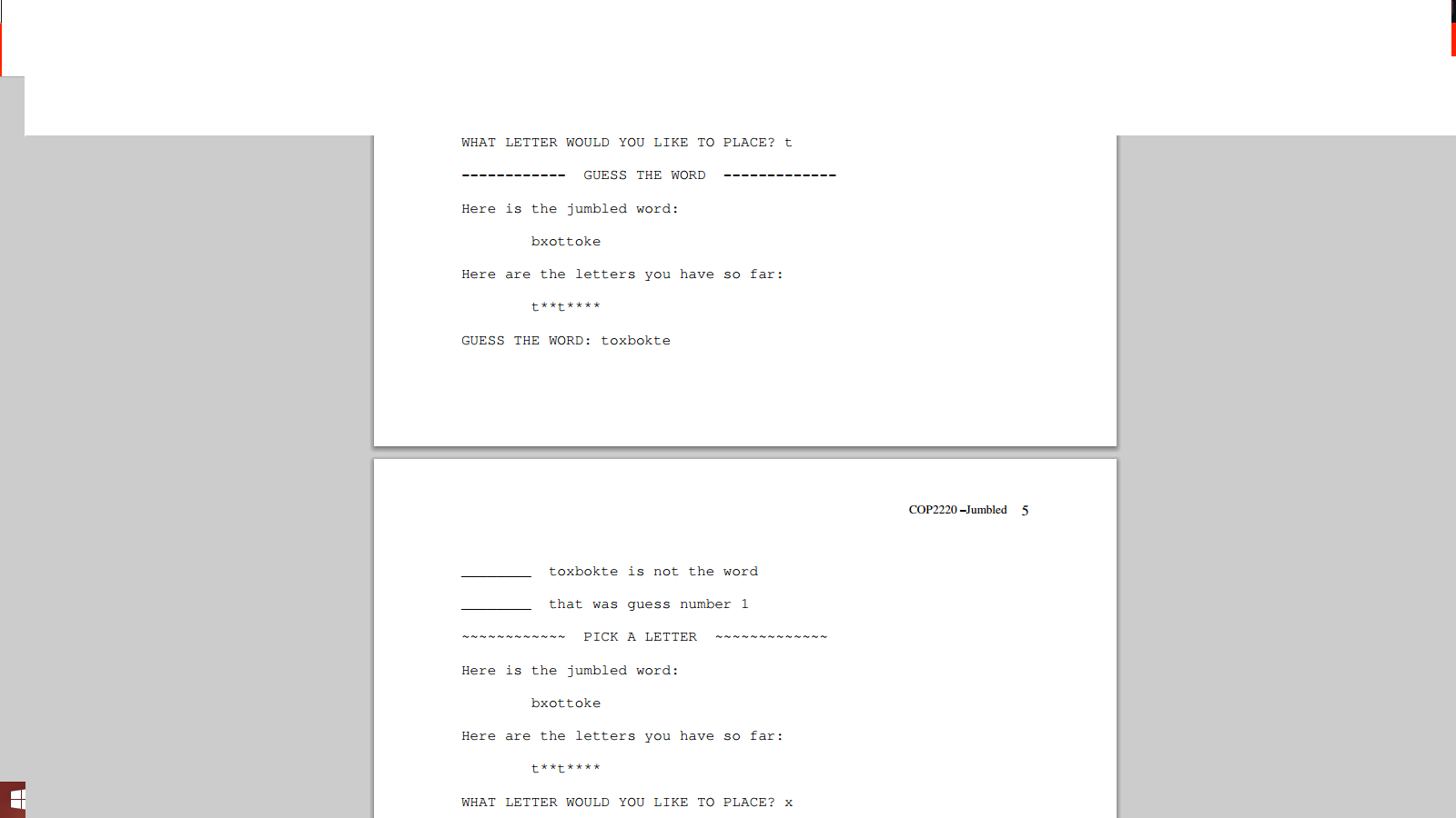 Solved Programming In C: Word Jumble Assignment. Please Do | Chegg.com