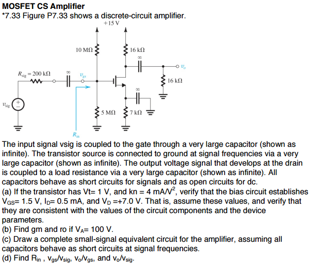 Solved Figure P7.33 shows a discretecircuit amplifier. The