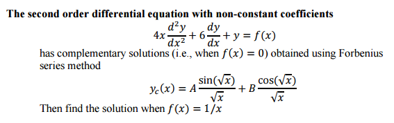 Non Constant Coefficient Differential Equation