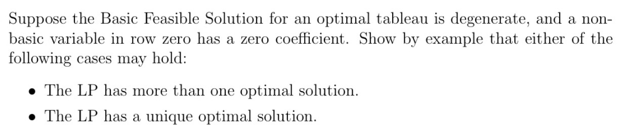 Suppose the Basic Feasible Solution for an optimal | Chegg.com