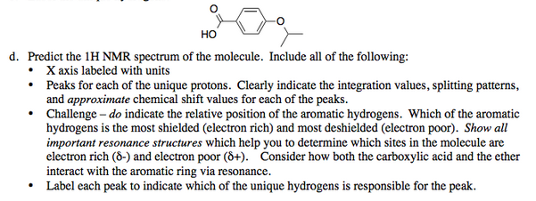 Solved Predict the 1H NMR spectrum of the molecule. | Chegg.com