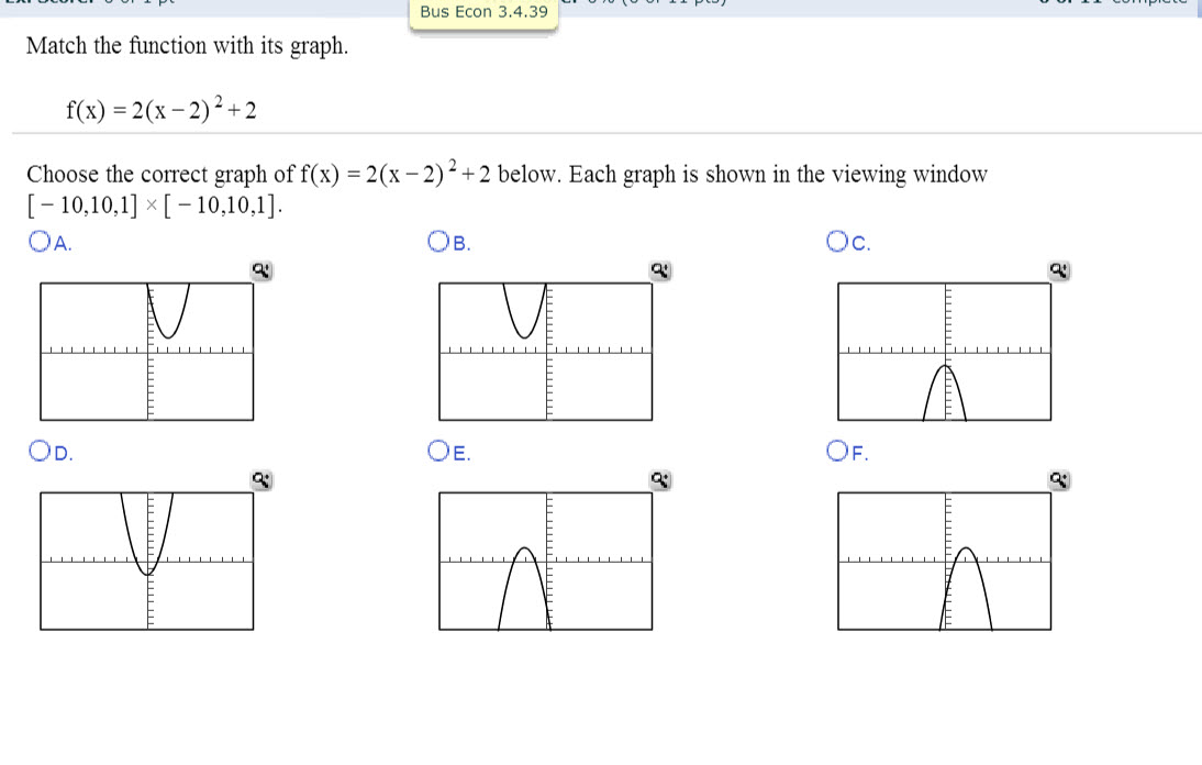choose the graph of the function f x 1 2x 2