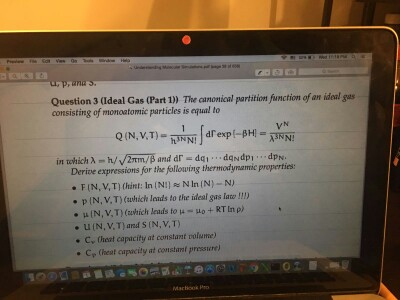 The canonical partition function of an ideal gas | Chegg.com