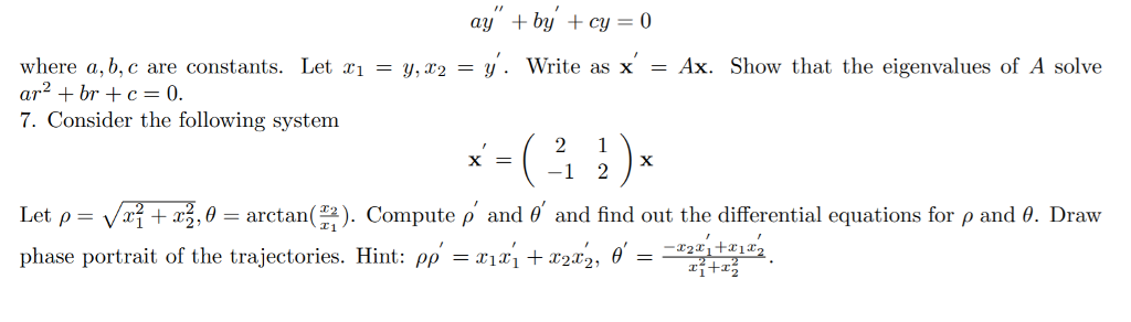 Solved ' ay+by +cy=0 where a,b, c are constants. Let | Chegg.com