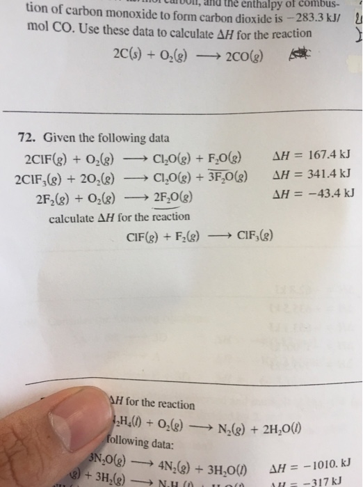 What Is Delta H For The Following Reaction