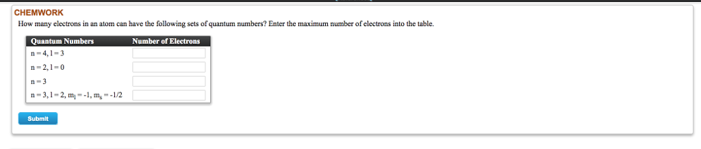 Solved: CHEMWORK How Many Electrons In An Atom Can Have Th... | Chegg.com