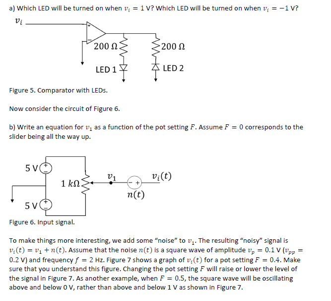 Solved a) which LED will be turned on when vi = 1 V? Which | Chegg.com