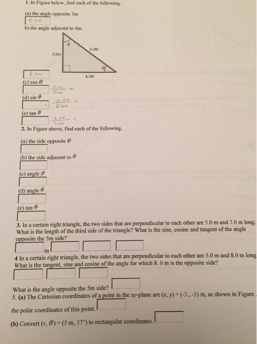 Solved Find each of the following the angle opposite 3m | Chegg.com