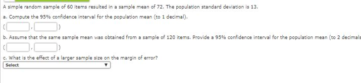 Solved A simple random sample of 60 items resulted in a | Chegg.com