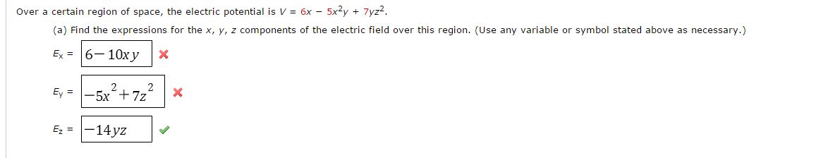 Solved Over a certain region of space, the electric | Chegg.com
