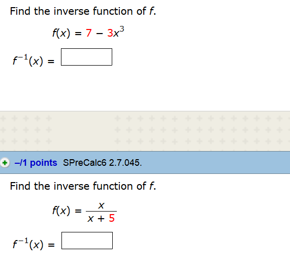 Solved Find The Inverse Function Of F F X 7 3x3