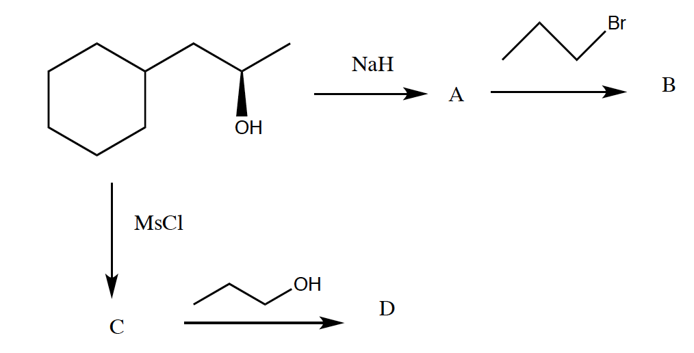 Solved Draw the structures for A, B, C and D. | Chegg.com