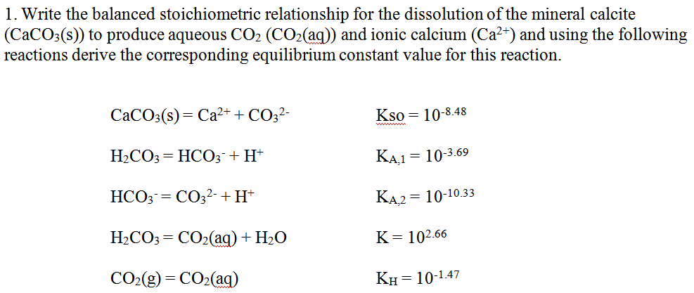 Solved 1. Write the balanced stoichiometric relationship for | Chegg.com