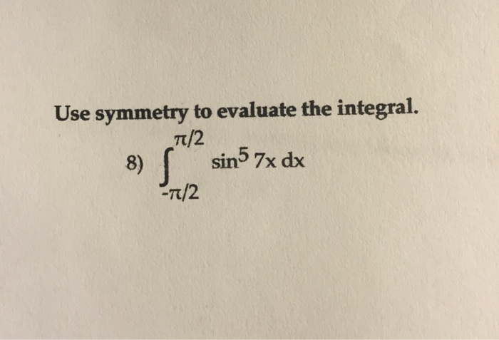 Solved Use Symmetry To Evaluate The Integral Chegg Com   Image