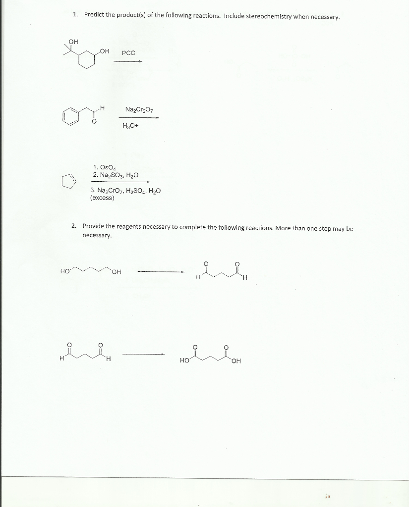 Solved 1. Predict the product(s) of the following reactions. | Chegg.com