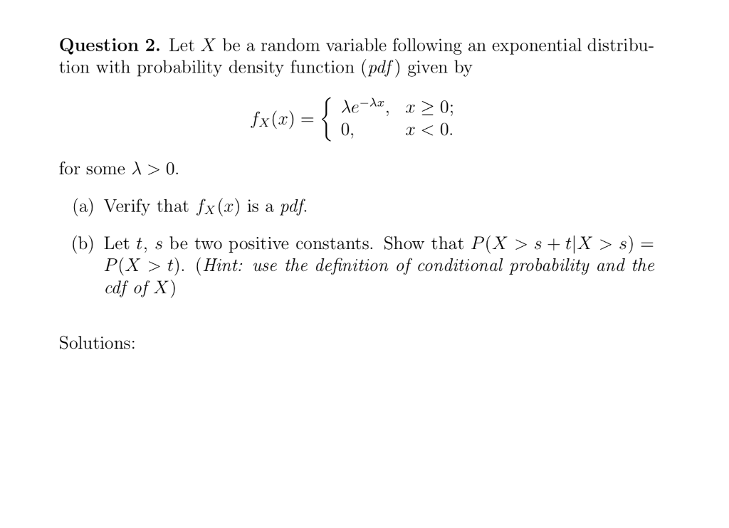 Solved Question 2. Let X be a random variable following an | Chegg.com