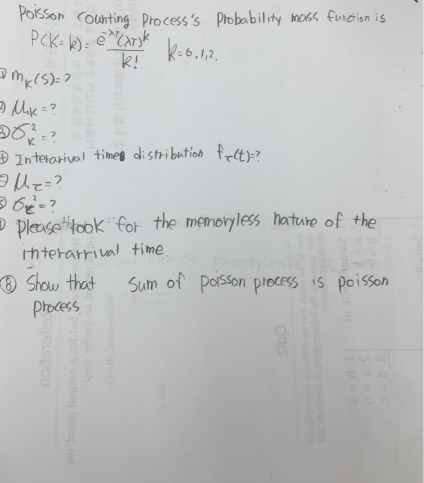 Solved Poisson counting process's probability mass function | Chegg.com