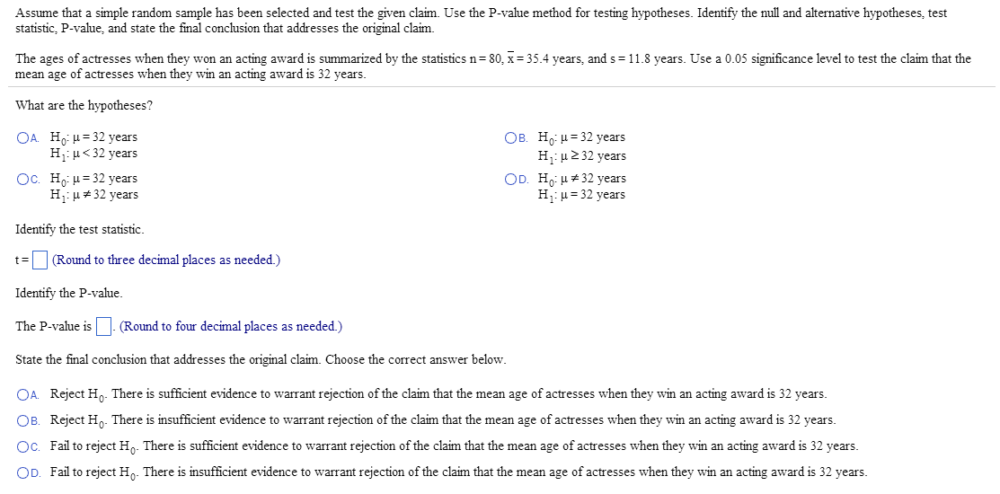 Solved Assume That A Simple Random Sample Has Been Selected | Chegg.com