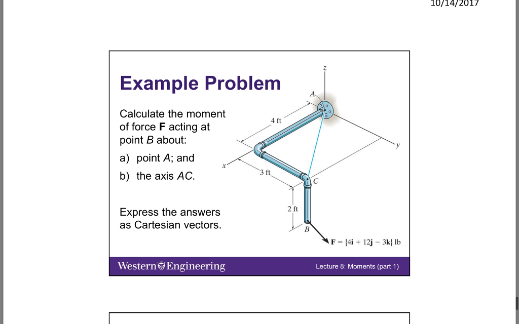 Solved 10/14/2017 Example Problem . Calculate The Moment Of | Chegg.com