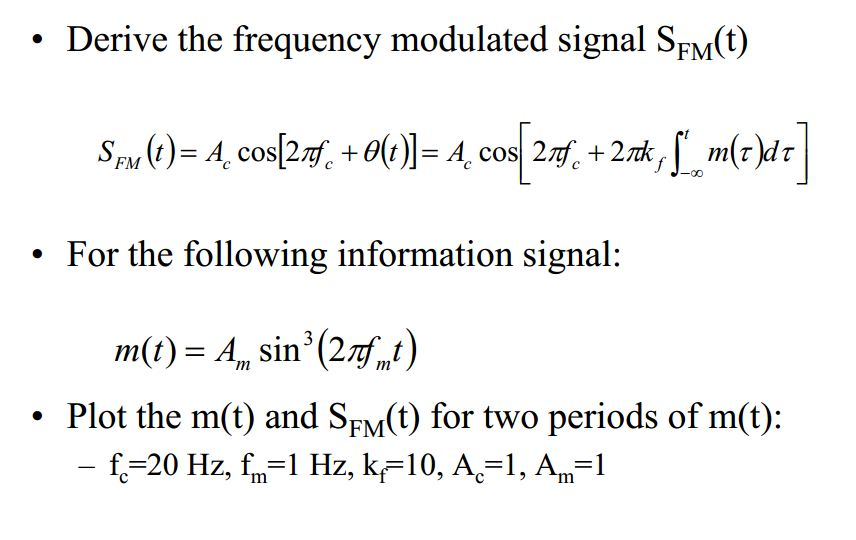 Sfm Matlab Solved Derive the frequency modulated signal SFM(t) | Chegg.com