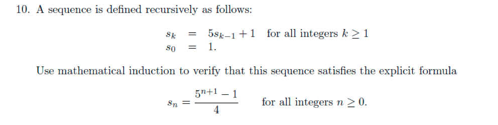 Solved 10. A sequence is defined recursively as follows: Sk | Chegg.com