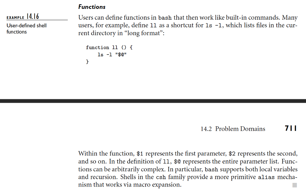 Functions EXAMPLE 14.16 User-defined shell functions | Chegg.com