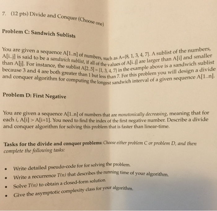 solved-divide-and-conquer-you-are-given-a-sequence-a-1-n-chegg