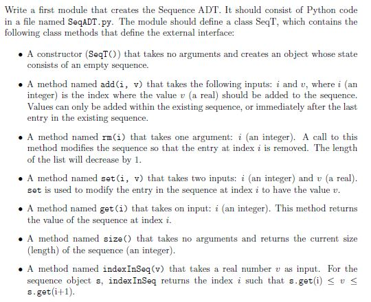 Solved Write a Python program that creates, uses, and tests | Chegg.com