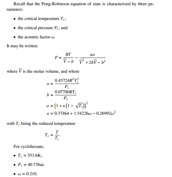 Use Peng-Robinson equation to solve enthalpy of | Chegg.com