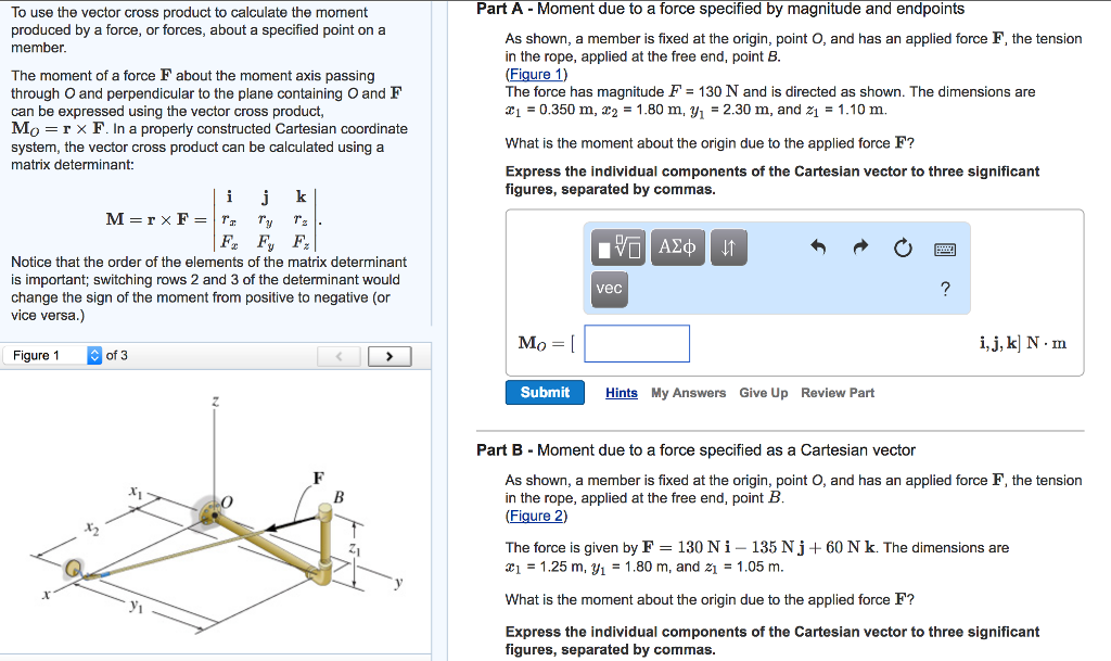 Part C As shown, a member is fixed at the origin, | Chegg.com