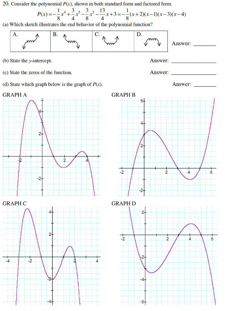 Solved 20. Consider the polynomial Px), shown in both | Chegg.com